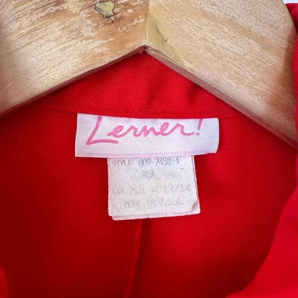 Vintage 1900s Lerner Red Twill Long Sleeve Button Front Tapered Leg Red Boiler J